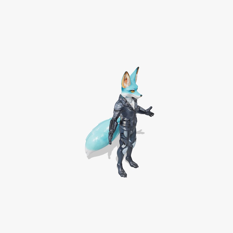 Azure Fox Warrior in Tactical Gear with Cyberpunk Elements